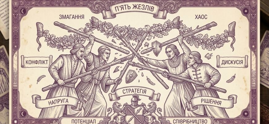Значення карти 5 Жезлів у Таро