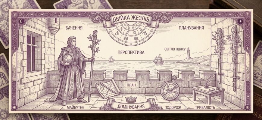 Значення карти Двійка Жезлів у Таро — тлумачення та символік