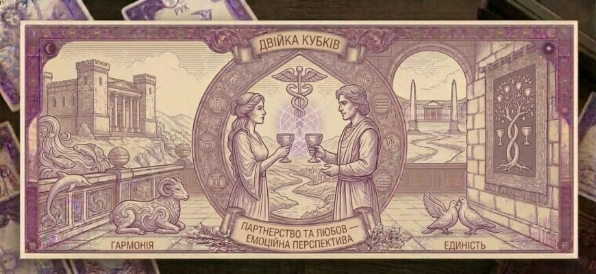 Значення карти Двійка Кубків у Таро — тлумачення та символіка