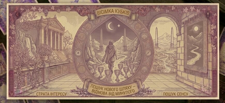 Значення карти Вісімка Кубків у Таро — тлумачення та символіка