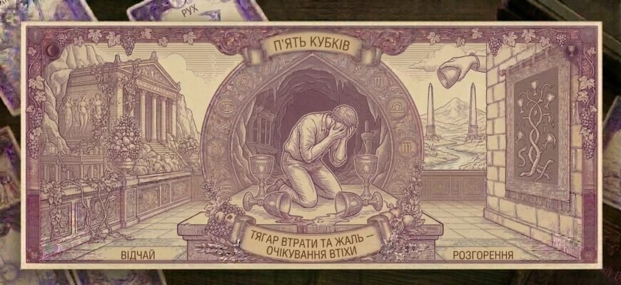 Значення карти П’ятірка Кубків у Таро